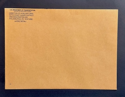 USCG Auxiliary D5NR Official Mail Envelope
